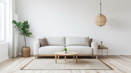 Stylish Scandinavian living room showcasing minimalist design an