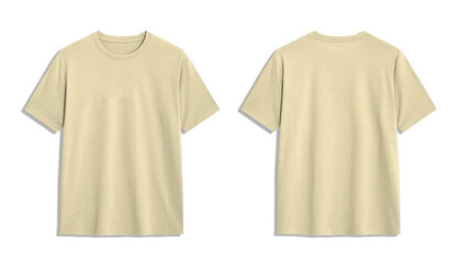 Plain beige t shirt mockup, front and back view for design and branding.