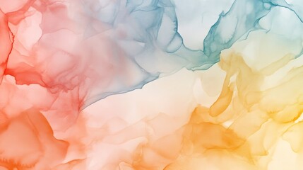 Abstract watercolor background with shades of blue, orange, red and white.