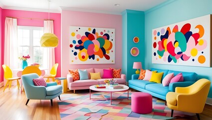 Modern Apartment Interior with art picture frame. Japanese home interior design of modern living room