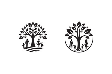 Family Tree icon silhouette vector 