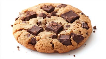 chocolate chip cookie on white background