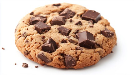 chocolate chip cookie on white background