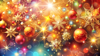 Golden Christmas tree with lights - Christmas card
