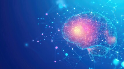 The Human Brain: A Network of Connections Illuminated with Glowing Lines