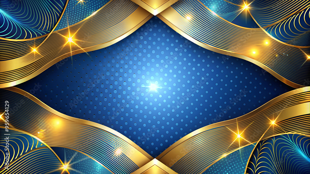 Sticker Luxury background with blue and gold accents for your design.
