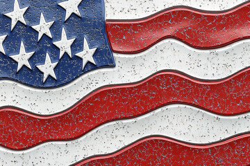 American Flag in Watercolor Style with Blank Space