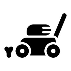 lawn mower, haymaker, grass, machine, electronic solid or glyph icon