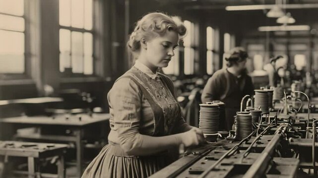 Vintage Industrial Workers in a Factory Setting