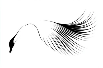 Abstract illustration of a swan in flight.