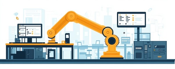 Automation in industrial business processes, showcasing workflow optimization with checkboxes and visual elements of enhanced efficiency and productivity