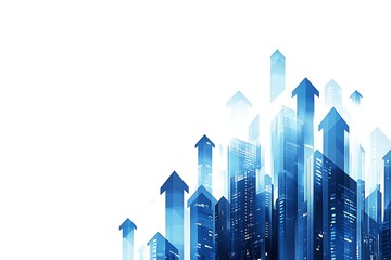 Obraz premium Blue Skyline with Upward Arrows