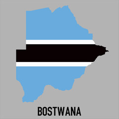 Fototapeta premium Map of Bostwana with flag, vector illustration