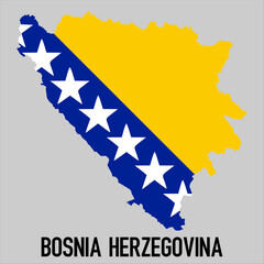 Map of Bosnia and Herzegovina with flag, vector illustration