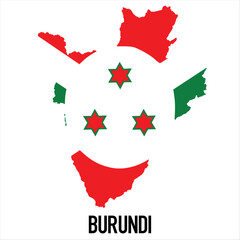 Map of Burundi with flag, vector illustration