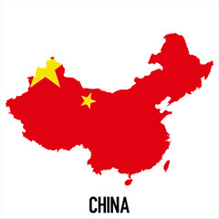 map of China with flag, vector illustration
