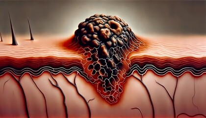 Skin affected by malignant melanoma