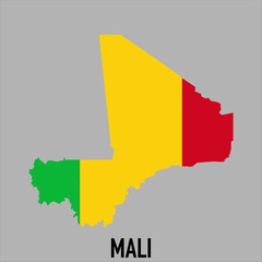 map of Mali with flag, vector illustration