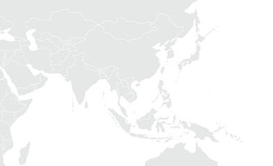 Map of Asia.for website layouts,background,education, precise,customizable,Travel worldwide,map silhouette backdrop,earth geography, political,reports. Grayscale style ,isolated on white background.