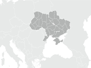 Map of Ukraine.for website layouts,background,education, precise,customizable,Travel worldwide,map silhouette backdrop,earth geography, political,reports.Grayscale style ,isolated on white background.