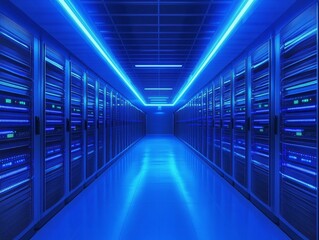 Fototapeta premium Illuminated High-Tech Digital Data Centers with Infinite Capacity