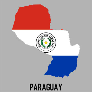 map of Paraguay with flag, vector illustration