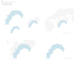 日本の高知県のドットマップのセット