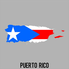 Fototapeta premium Map of Puerto Rico with flag, vector illustration