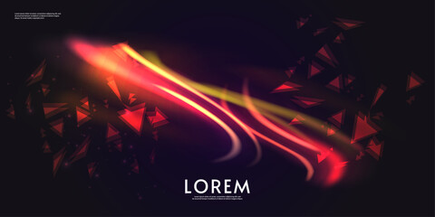  Aurora element design on dark background. Background aurora template. Bright light. Northern lights. Vector illustration. Design for background, wallpaper, postcard, web, banner, cover.