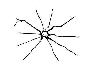 Cracked texture on glass. Broken glass surface on transparent background.	