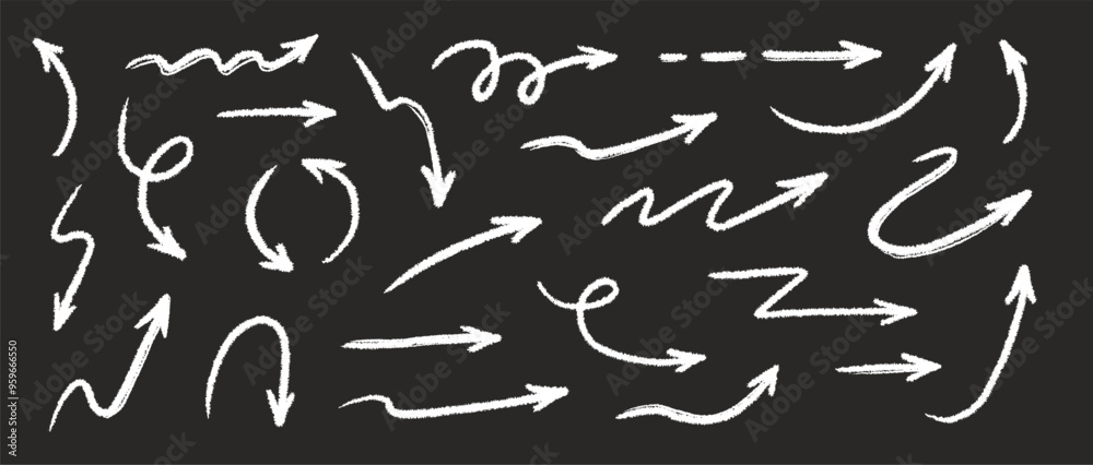 Poster arrow crayon brush doodle chalk line stroke. sketch pencil texture line scribble arrow icon. hand dr