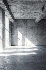 Fototapeta premium Abstract empty concrete interior with sunlight and shadows