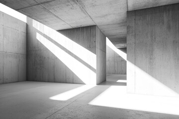 Obraz premium Abstract empty concrete interior with sunlight and shadows