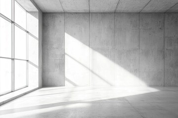 Obraz premium Abstract empty concrete interior with sunlight and shadows