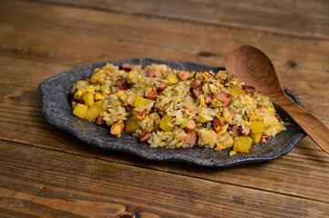 たくあんと焼き豚の炒飯