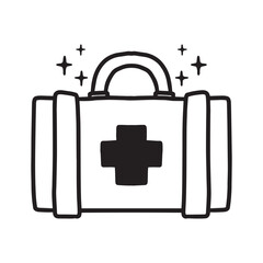 Hand Drawn first aid box Outline Illustration