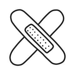 Hand Drawn wound plaster Outline Illustration