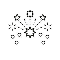 Simple black and white illustration of fireworks with starburst patterns. Perfect for celebration-themed designs, especially for New Years, Independence Day, and festive occasions.