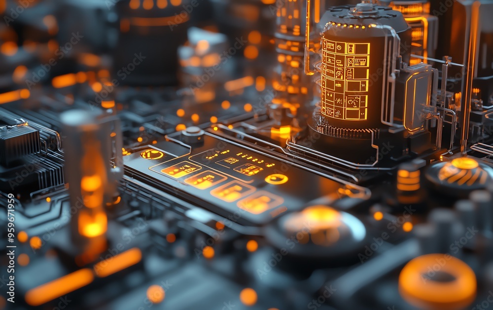 Poster detailed image of automation concept, featuring industrial business process workflow optimization wi