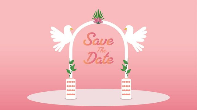 Animated video  wedding concept. Full length animation illustration. High quality 4k footage.