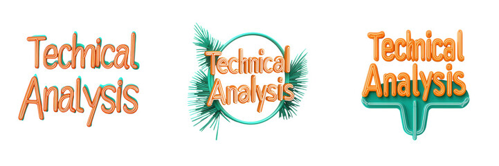 Collection of stylized graphic elements representing technical analysis in financial markets. isolated on a transparent background
