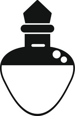 Simple vector icon of a heart shaped flask with a magic potion brewing inside