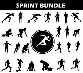 Sprint Silhouette Bundle | Collection of Sprint Players with Logo and Sprint Equipment
