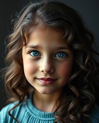 Fototapeta premium Portrait of young beautiful girl teenager blue eyeslooking at the camera smiling