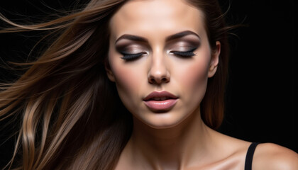 Fototapeta premium Portrait of a beautiful model with artistic makeup.