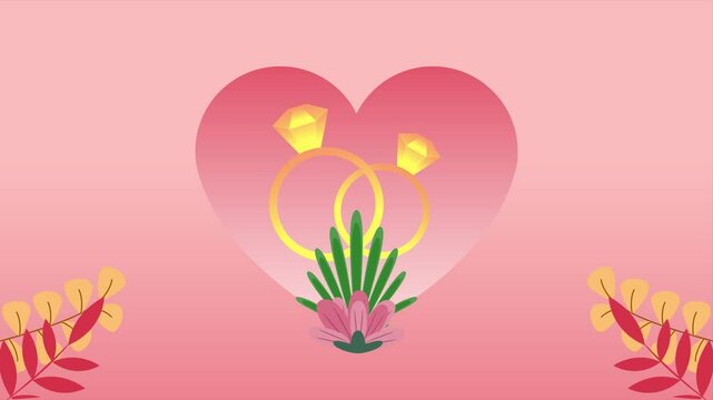Animated video  wedding concept. Full length animation illustration. High quality 4k footage.