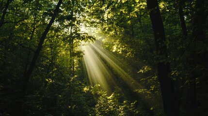 Fototapeta premium Sunbeams Illuminating a Forest