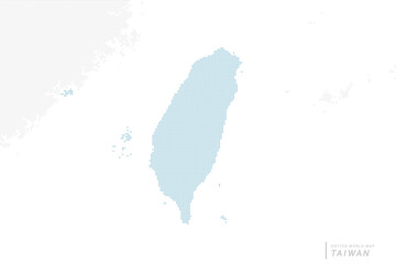 Obraz premium 近隣諸国を含む、台湾の青いドットマップ