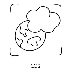 CO2 Pollution Icon: Carbon Emission and Air Pollution Icon with Editable Stroke.