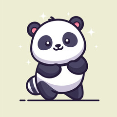 Kawaii panda cartoon vector illustration in flat style